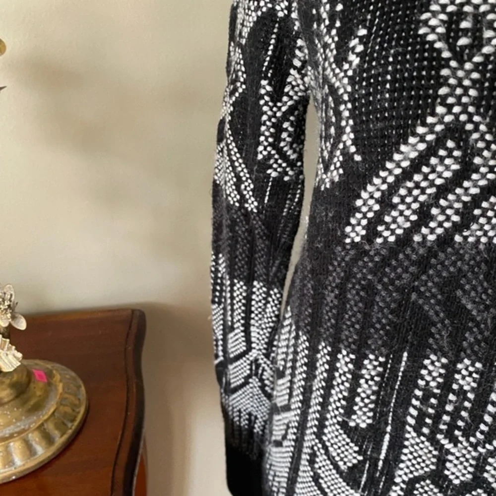 J. Crew Mixed-Stitch Blanket Sweater Black White